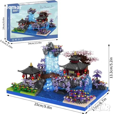 Комплект от 2400 части CAXIMSY Cherry Blossom Bonsai Tree с акрилен капак, 6+ години, снимка 2 - Образователни игри - 49334274