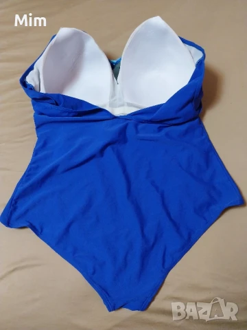 2XL Син цял бански със светло синя ивица, снимка 2 - Бански костюми - 50735210