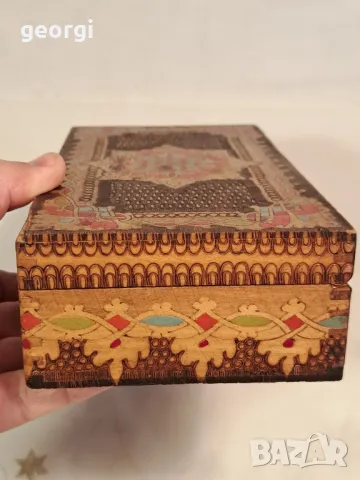 Стара дървена кутия за бижута от соца 21/6, снимка 4 - Антикварни и старинни предмети - 49982009