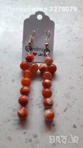 Обеци от ахат - ръчна изработка, снимка 2 - Обеци - 47326501