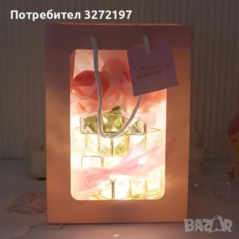 Розова Роза USB,Димируема Настолна Лампа от Розов Кристал, снимка 12 - Настолни лампи - 47973839