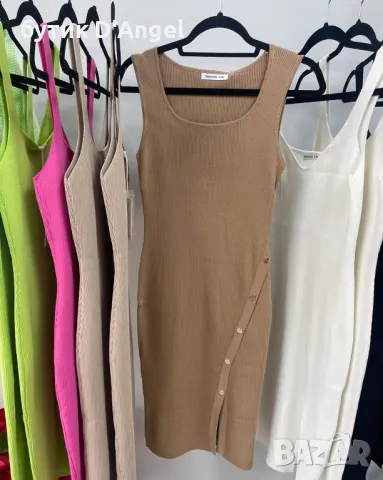 Рокля от стегнат рипс със златни копчета, снимка 6 - Рокли - 50364838