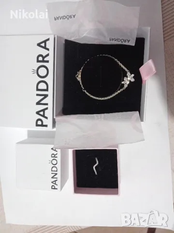 Бижута PANDORA  комплект гривна и пръстен ново, снимка 5 - Пръстени - 48175343