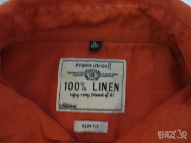Мъжка риза с къс ръкав от лен Angelo Litrico, снимка 4 - Ризи - 41314075