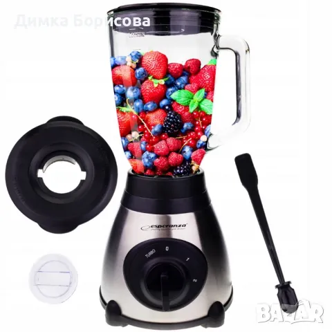 Блендер Esperanza, 500W, 1.5л., Стъклена кана, Инокс черен, снимка 2 - Блендери - 50011076