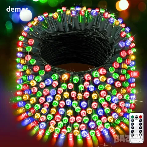 Външни приказни светлини XURISEN, 156 м 1300LED, 8 режима, многоцветни