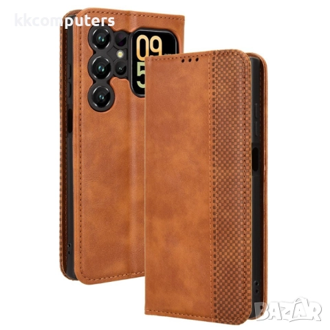 Калъф с протектор за Oukitel C62 / C62 Pro – кожен портфейл калъф с ретро текстура и стойка, 4 цвята, снимка 4 - Калъфи, кейсове - 52549457