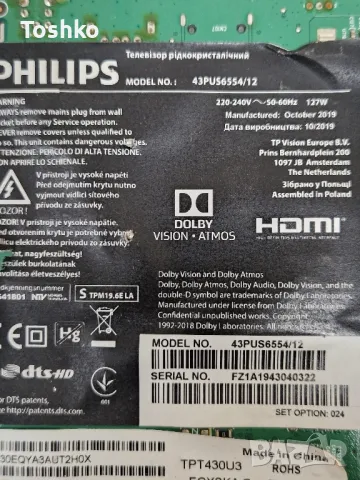 Стойка крачета за ТВ PHILIPS 43PUS6554/12, снимка 3 - Стойки, 3D очила, аксесоари - 48393964