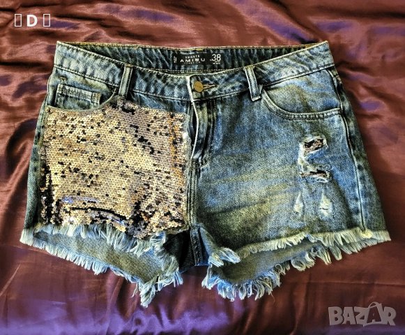 amisu  дънкови панталонки М, снимка 4 - Къси панталони и бермуди - 42029248