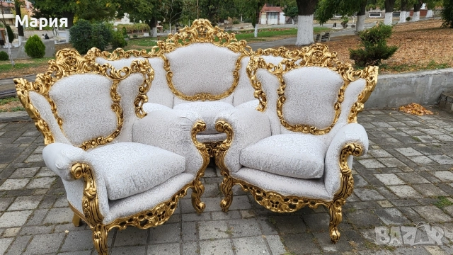 Италианска барокова холна гарнитура 036, снимка 7 - Дивани и мека мебел - 51882361