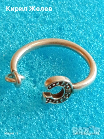 Сребърна обица тип халка с форма на подкова 52358, снимка 6 - Обеци - 52605552