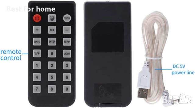 3-инчов LED Дигитален Стенен Часовник – Дистанционно, Температура, Дата, 10 нива на яркост, снимка 2 - Декорация за дома - 52965747