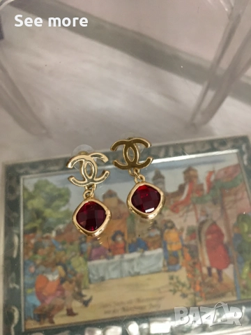 CHANEL обеци с кристали, снимка 3 - Обеци - 52720211
