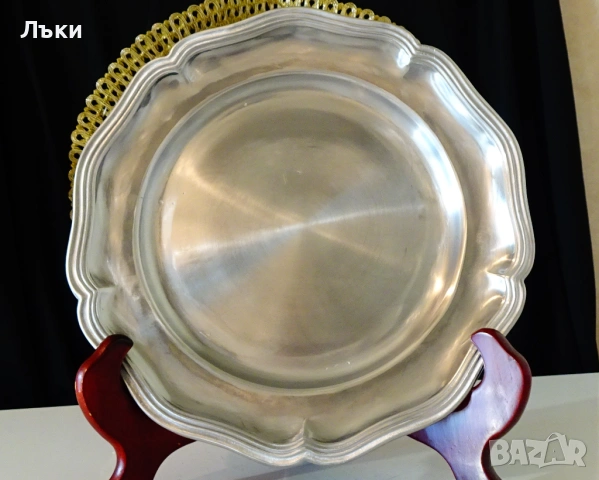 Калаена чиния за гравиране,калаена сватба. , снимка 2 - Антикварни и старинни предмети - 53772829