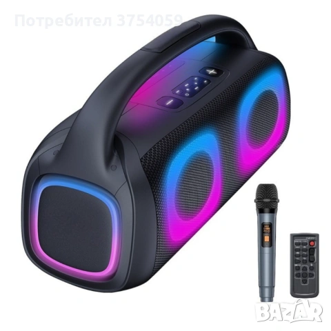 Парти тонколона 2 × 5.25" – 40 W RMS, Bluetooth, RGB LED светлини, батерия 3600 mAh, снимка 4 - Тонколони - 53192922