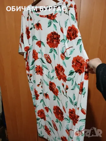 НОВА 4xl раз.58 ПРЕКРАСНА ЛЯТНА БЯЛА РОКЛЯ С ЧЕРВЕНИ ЦВЕТЯ, снимка 4 - Рокли - 49589742