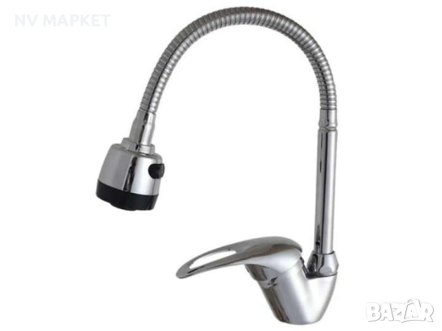 Смесител за вода с гъвкав чучур, вертикален, с покритие от хром, снимка 2 - Смесители - 53837461