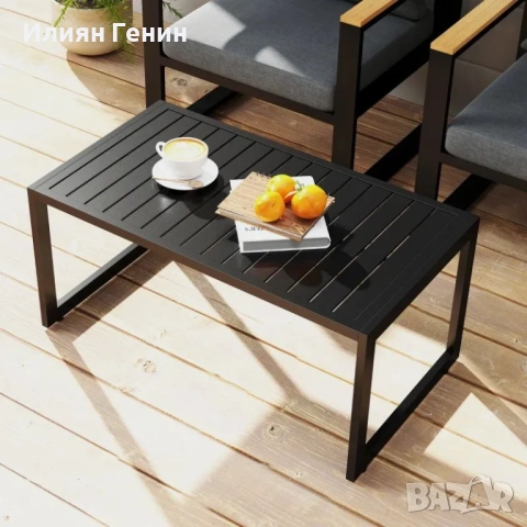 Странична маса Outsunny с ламели, балконска маса, изработена от алуминий, снимка 9 - Маси - 51792004