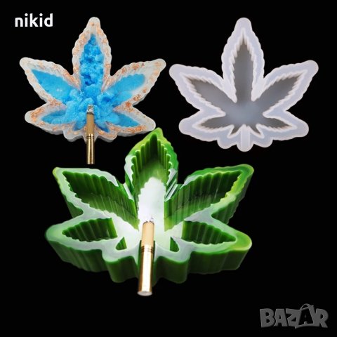 грамадно есенно  Maple Мейпъл канабис листо силиконов молд форма калъп пепелник гипс смола и др