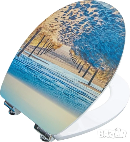 Тоалетна Седалка с Капак Cornat Sea Breeze MDF, Универсална WC с Плавно Затваряне и Бърз Монтаж!