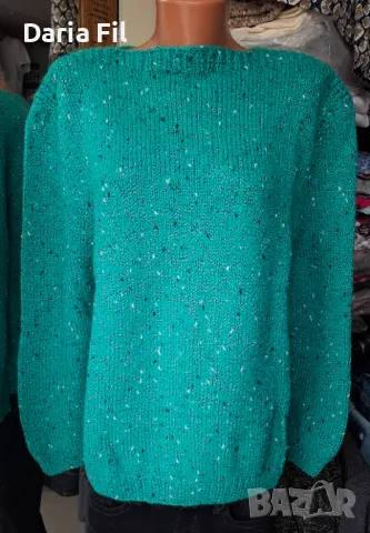 СТРАХОТНА блуза в меланжиран зелен цвят букле