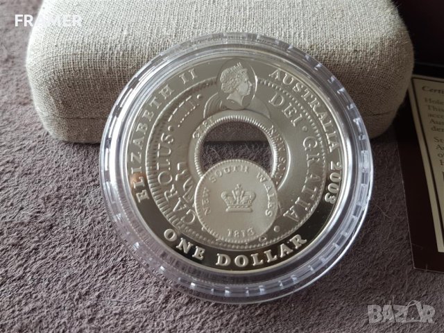 1 сребърен долар 2003 Австралия Holey Dollar and Dump oz, снимка 3 - Нумизматика и бонистика - 40701243