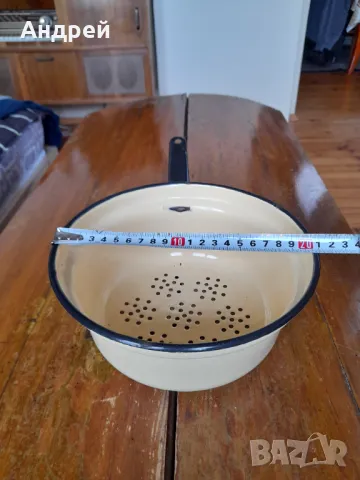 Стара емайлирана цедка,гевгир #17, снимка 5 - Други ценни предмети - 50316518