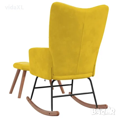 vidaXL Люлеещ се стол с табуретка, горчица, кадифе, снимка 9 - Столове - 56146922