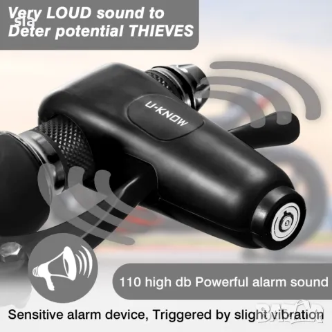 Аларма за мотор с катинар за ръчките на кормило, Заключващо устройство, 110db