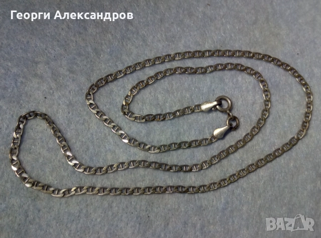 Марков СРЕБЪРЕН ЛАНЕЦ Сребро 925 с БЯЛА ПОЗЛАТА Класическа Плетка. УНИСЕКС модел, снимка 4 - Колиета, медальони, синджири - 52776215