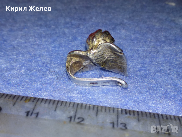 СТАР ФЛОРАЛЕН РУСКИ СРЕБЪРЕН ПЕНДАНТ СРЕБРО 925 РЕБРО БИЖУ ВИСУЛКА с 2 МАРКИРОВКИ РЪЧНА РАБОТА 43225, снимка 8 - Антикварни и старинни предмети - 44664204