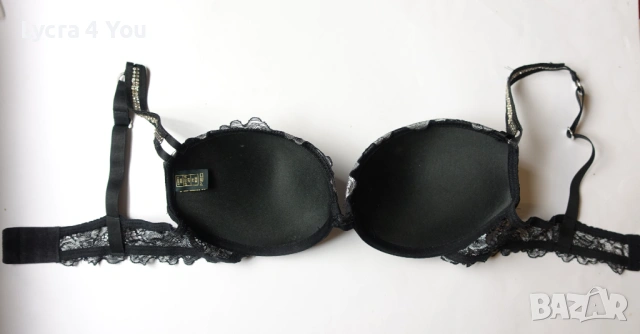 MED луксозен черен сутиен със сива дантела и камъни, снимка 10 - Бельо - 53686143