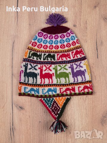 Автентична перуанска шапка модел Куско от овча вълна, снимка 9 - Шапки - 40190149