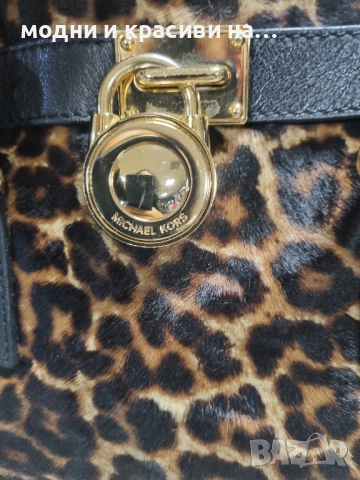 Чанта Michael Kors Rare Hamilton Traveler Leopard Calf Hair Satchel, снимка 3 - Чанти - 52354527