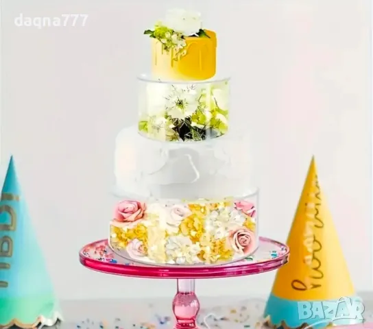 Прозрачни ефектни  поставки за торта, снимка 4 - Форми - 50345323