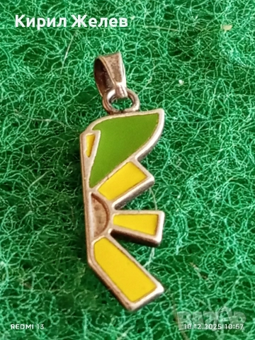 Сребърна висулка с емайл Арт деко винтидж стил 52350, снимка 2 - Колиета, медальони, синджири - 52718858