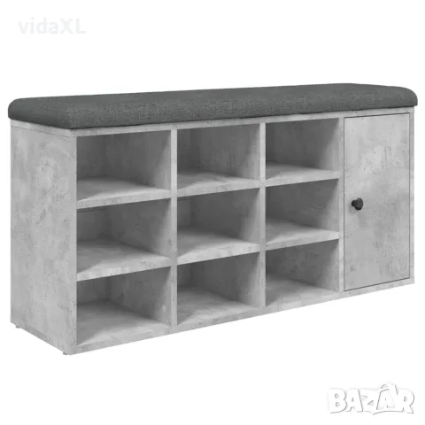 vidaXL Пейка за обувки, бетонно сив, 102x32x50 см, инженерно дърво
