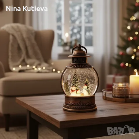 Коледен снежен глобус, снимка 6 - Настолни лампи - 56340162