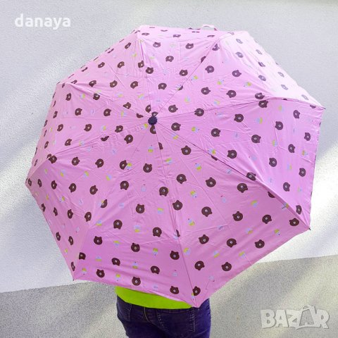 2433 Сгъваем автоматичен чадър на мечета с UV защита, снимка 3 - Други - 34235527