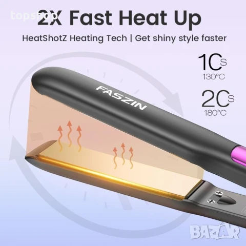 Faszin Йонна преса за коса 2 в 1 с бързо нагряване 20S, титаниева плоча, LCD дисплей, каменно сиво, снимка 2 - Преси за коса - 50569492