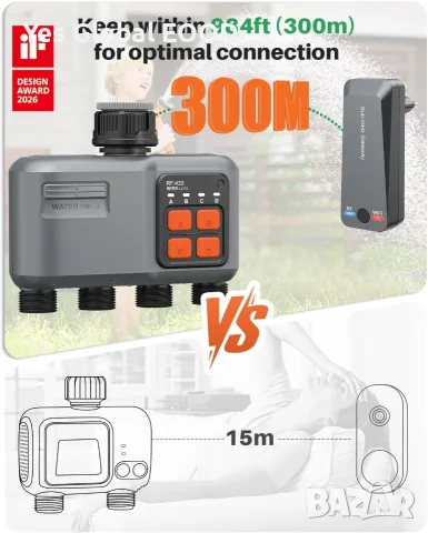 Johgee WiFi поливен таймер с 4 изхода и RF 300 м, снимка 3 - Напояване - 55752906