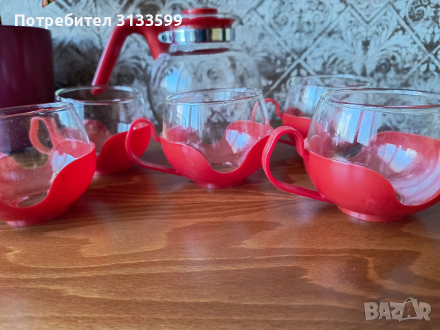 Кана и 5 чаши за кафе/чай на JENA GLAS, снимка 2 - Чаши - 44927695