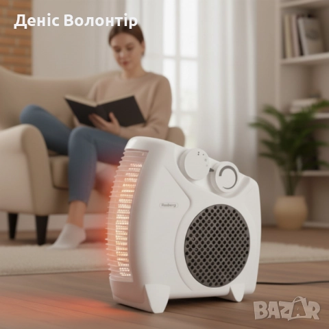 Отоплителна вентилаторна печка Rosberg – 2000W, черен/бял, снимка 6 - Отоплителни печки - 52436256