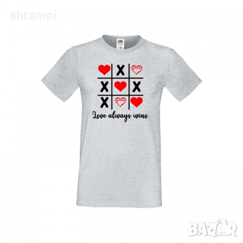 Мъжка тениска Свети Валентин Tic Tac Toe Love Always Wins
