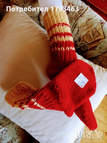 Ръчно плетени дамски чорапи от вълна, размер 39, снимка 2 - Дамски чорапи - 41931834