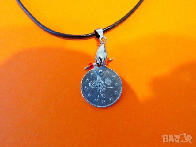 Старинна османска муска , турски амулет с Тугра, туга 18мм - накит, амулет със сребърн, снимка 2 - Други - 39121500