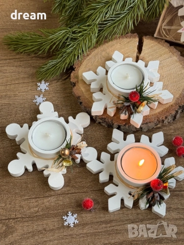 Коледен свещник “Снежинка”, снимка 3 - Декорация за дома - 52076427