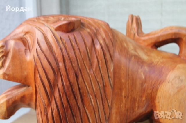 Дървена скулптура на лъв, снимка 4 - Антикварни и старинни предмети - 52392568