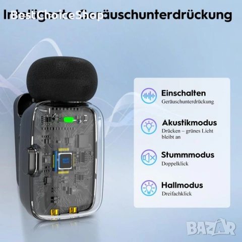 zealsound M6 Мини безжичен лавалер микрофон, лек, с шумопотискане за стрийминг, снимка 7 - Микрофони - 53792278