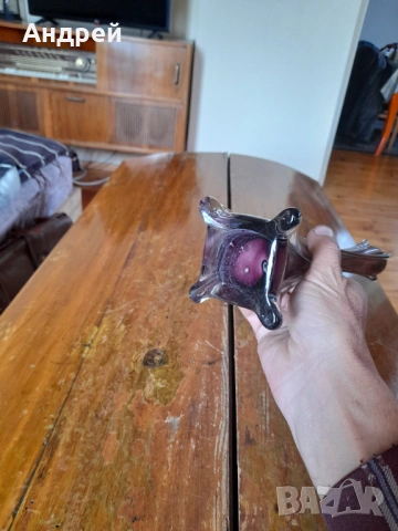 Стара стъклена ваза #19, снимка 5 - Вази - 53243140